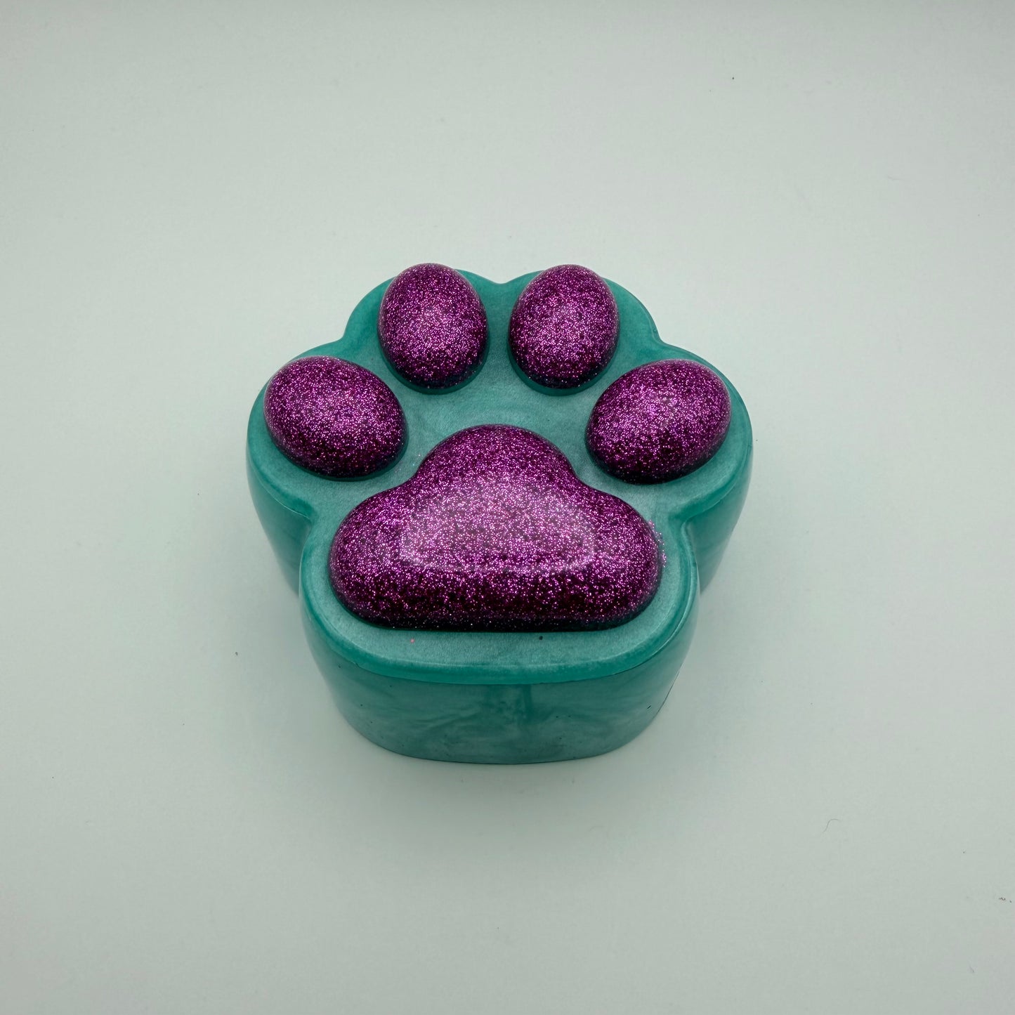 Sparkly Pink & Green Small Paw Print Container