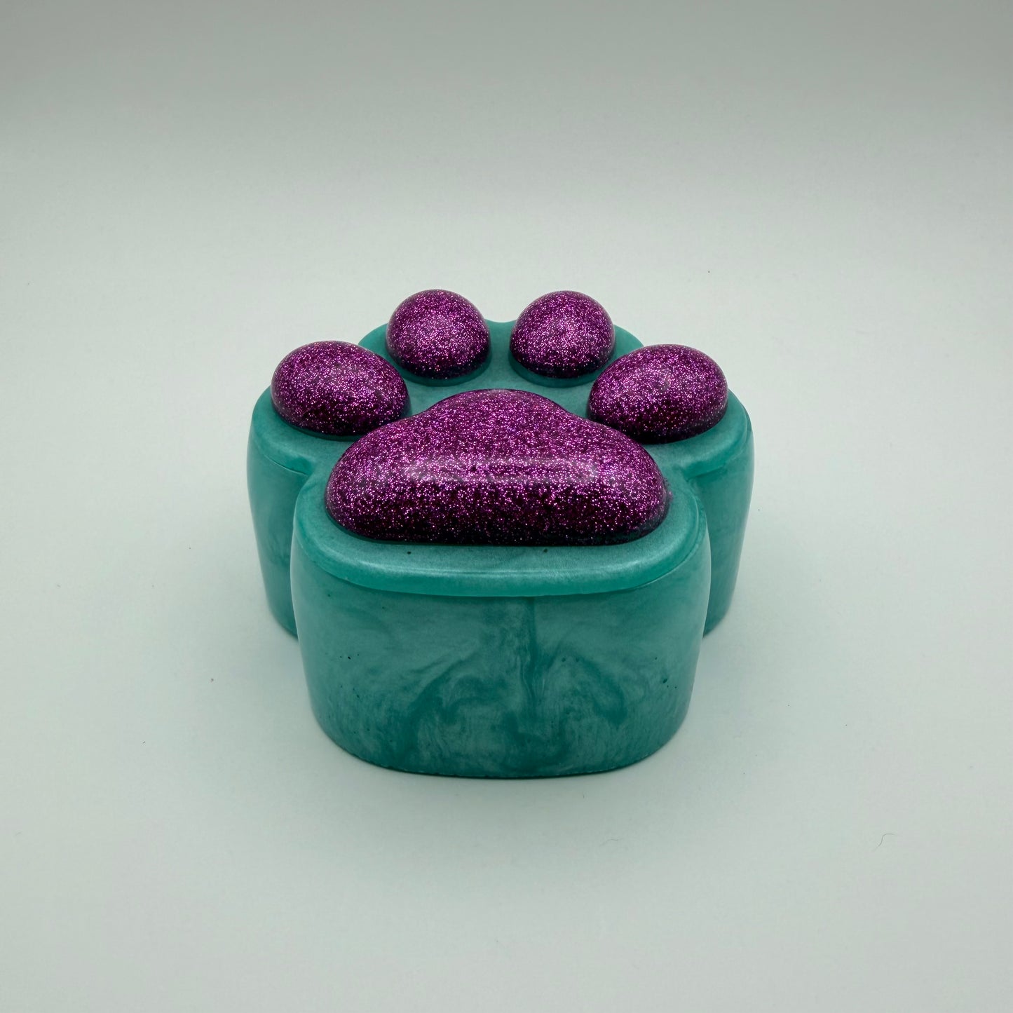 Sparkly Pink & Green Small Paw Print Container