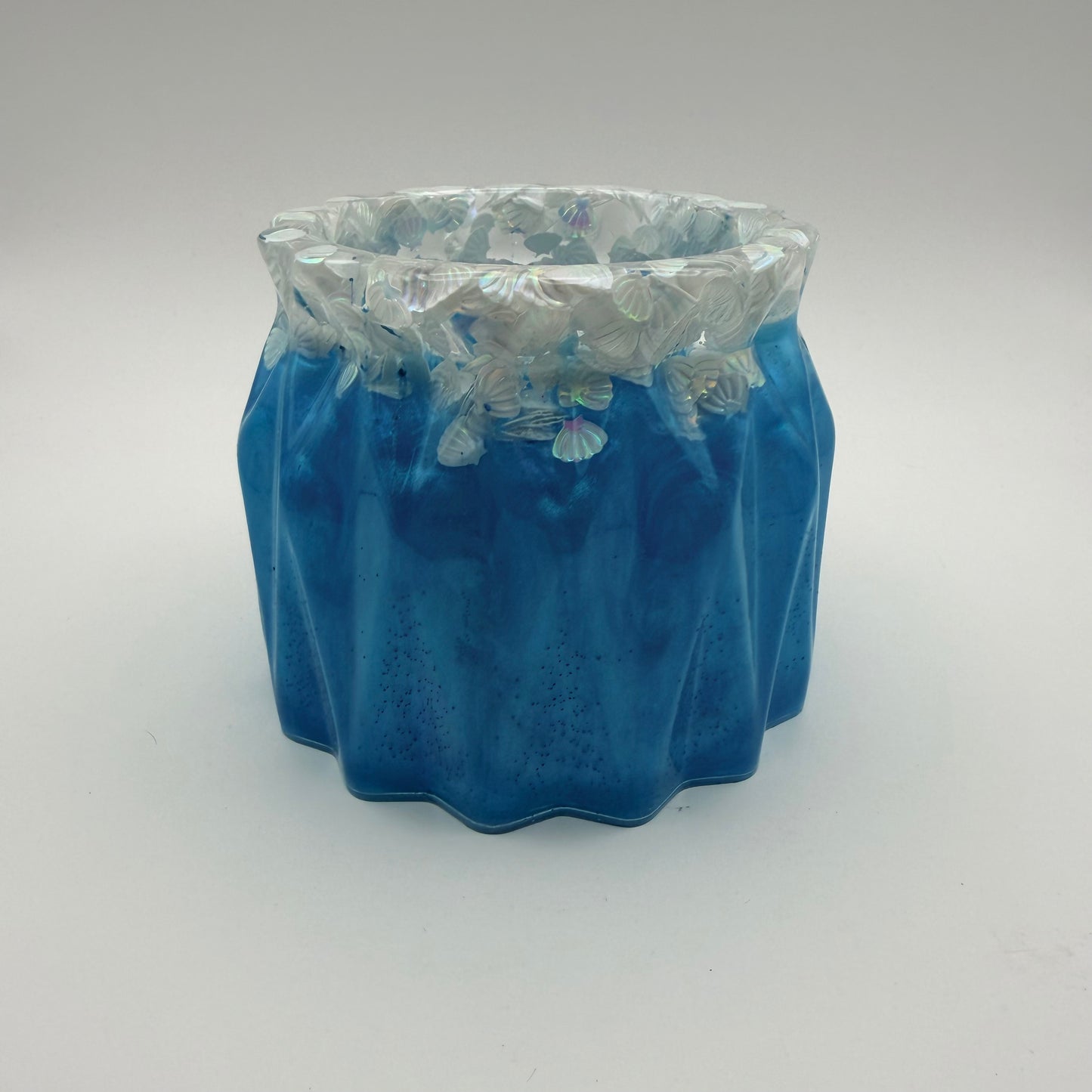 Beautiful Ocean Blue & Iridescent Sea Shell Container