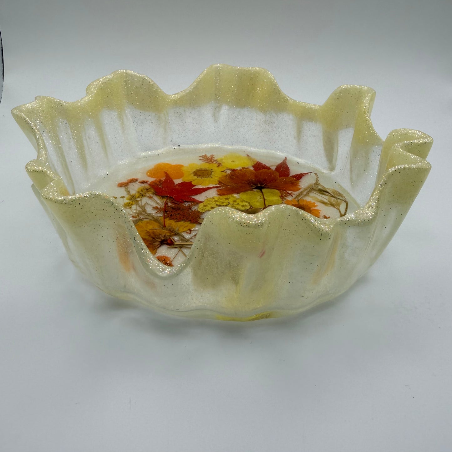 Irregular Shaped Bowl with Flowers