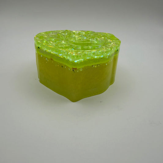 Stunning Yellow Glitter Heart Container