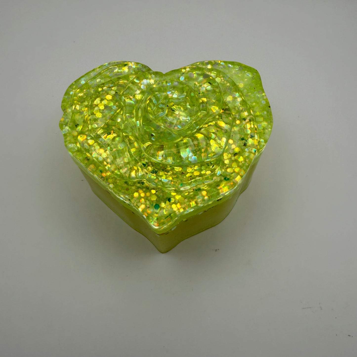 Stunning Yellow Glitter Heart Container