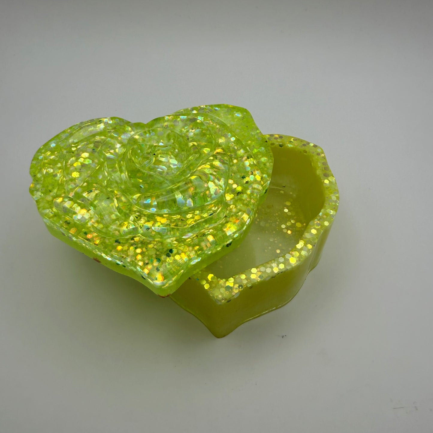 Stunning Yellow Glitter Heart Container