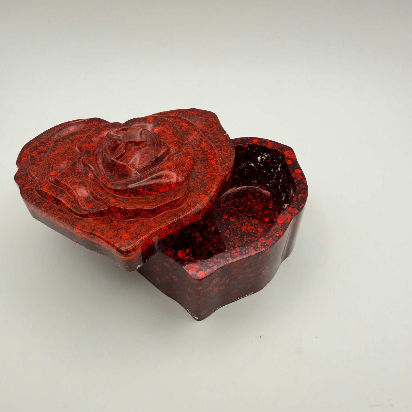 Stunning Red Glitter Heart Container