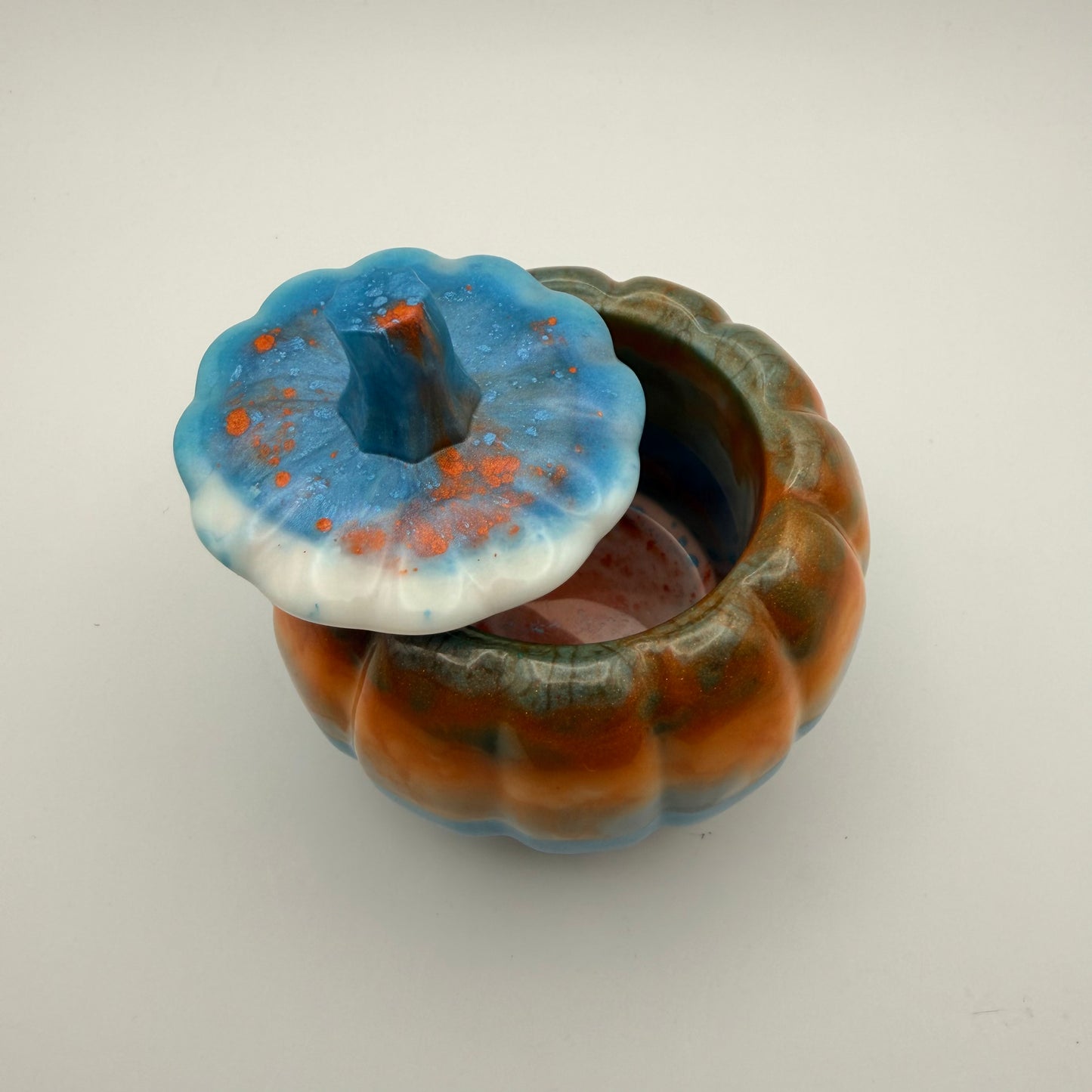 Orange & Blue Pumpkin Container