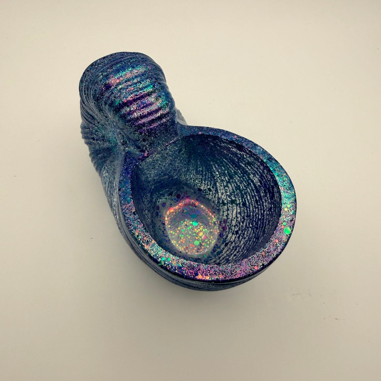 Blue Glittery Nautilus Shell