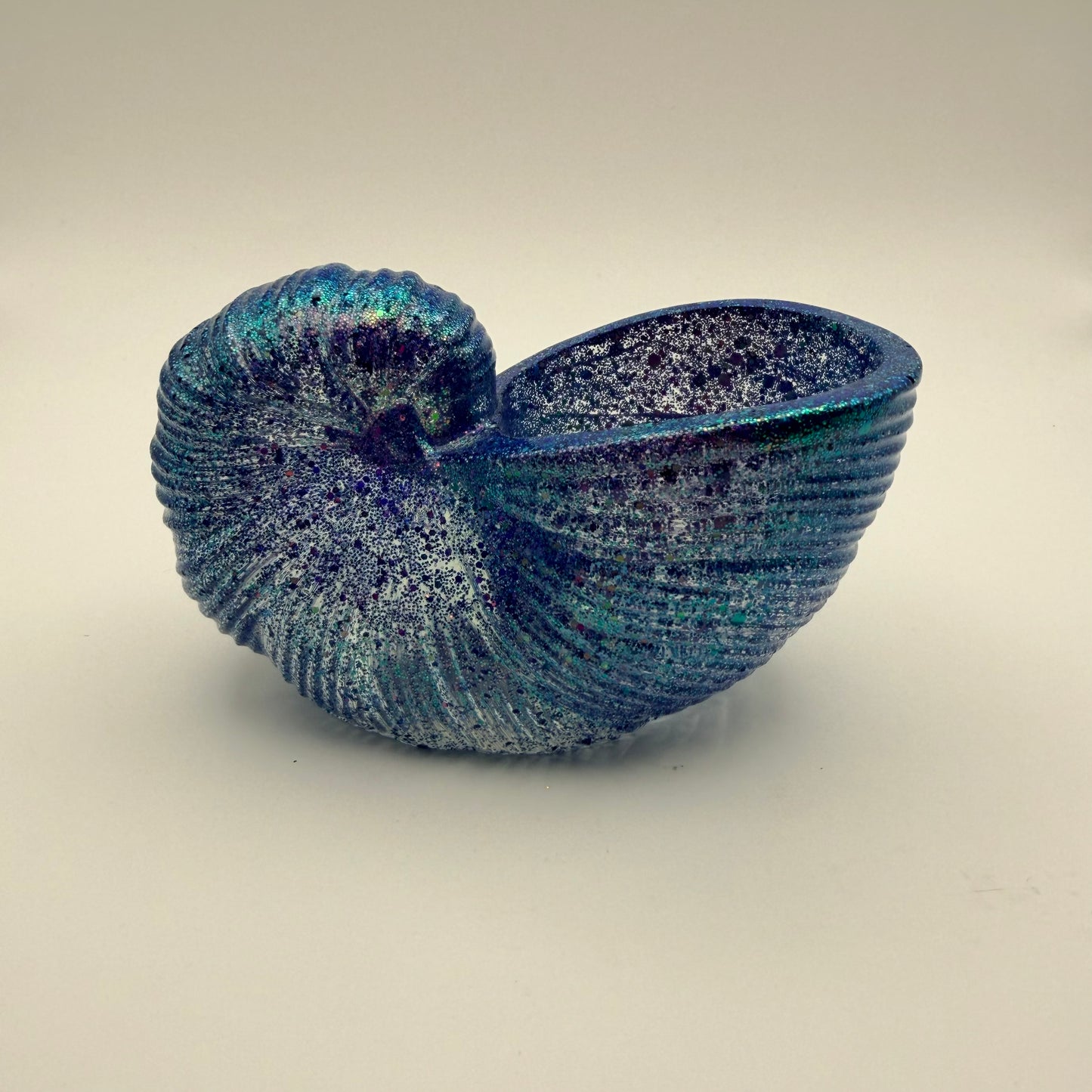 Blue Glittery Nautilus Shell