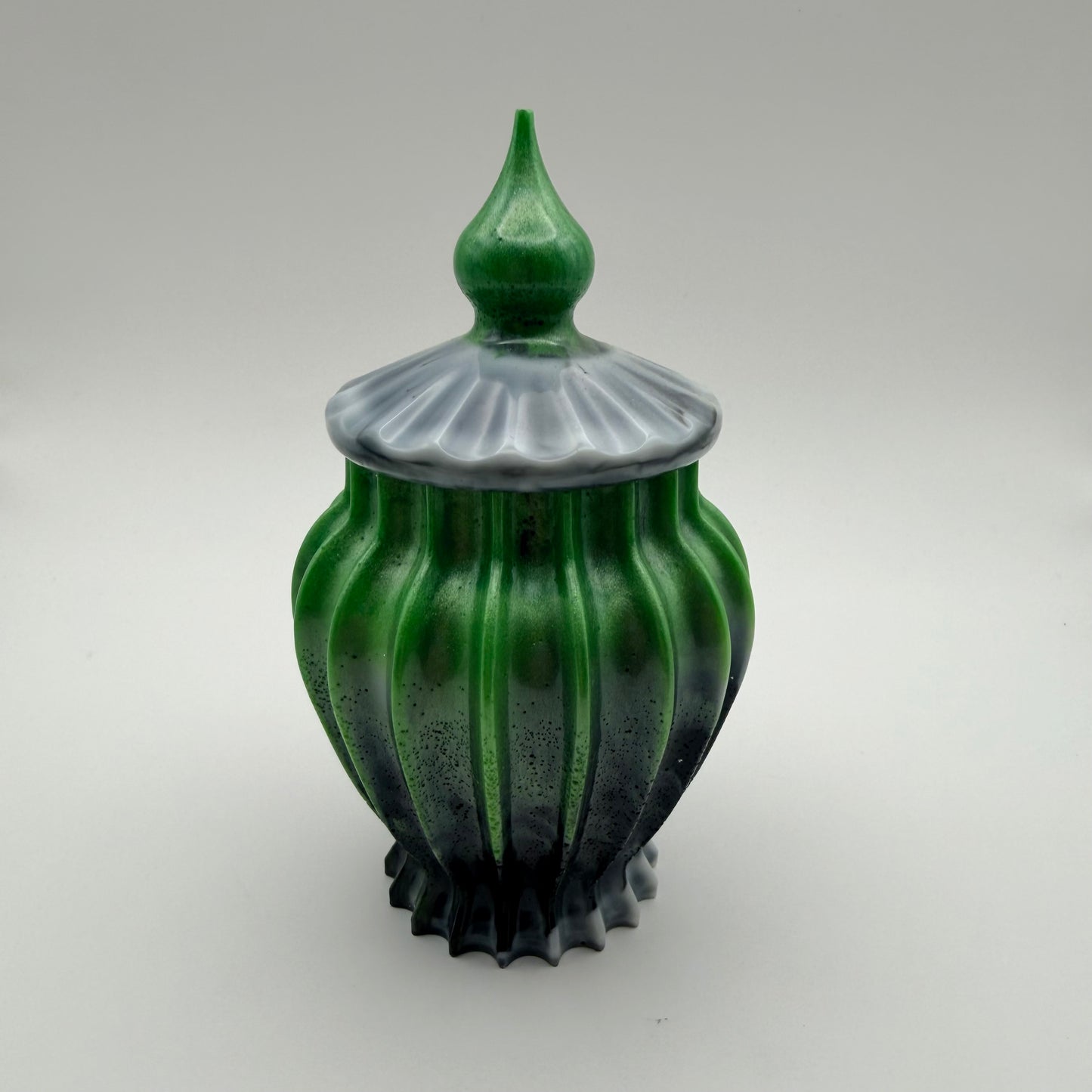 Green & Black Vintage Style Container with Lid