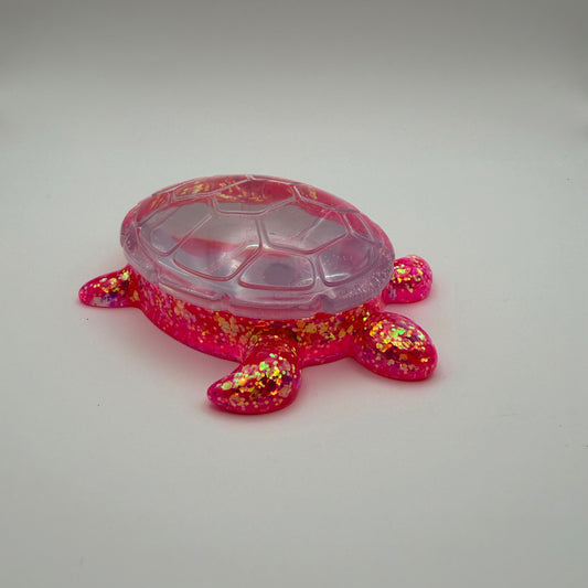 Pink Sparkling Sea Turtle Dish with Lid