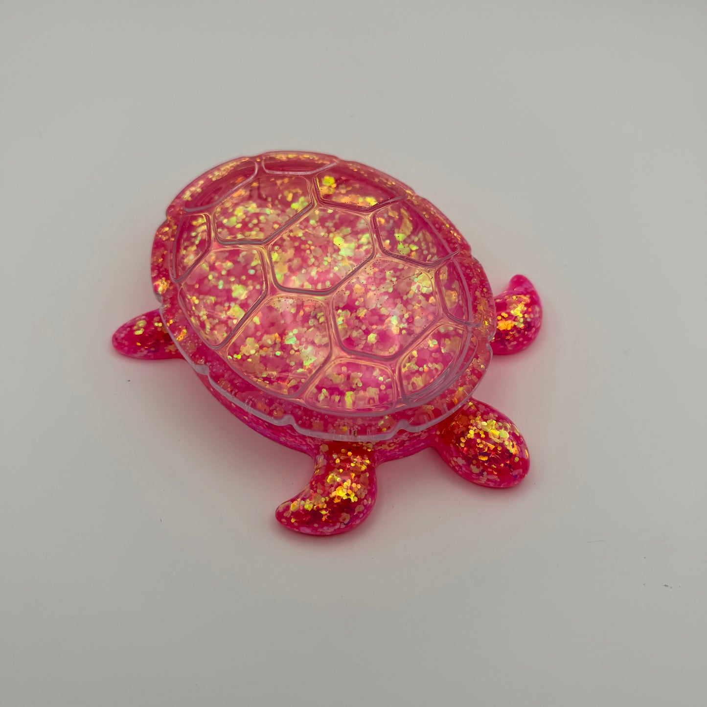 Pink Sparkling Sea Turtle Dish with Lid