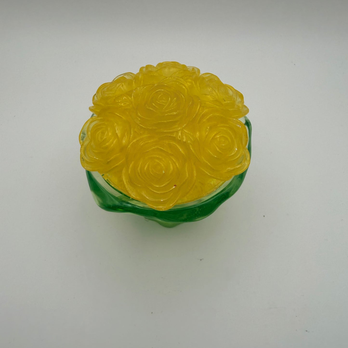 Yellow Rose Bouquet Container with Lid