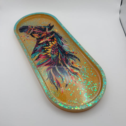 Beautiful Sparkly Colorful Horse Tray