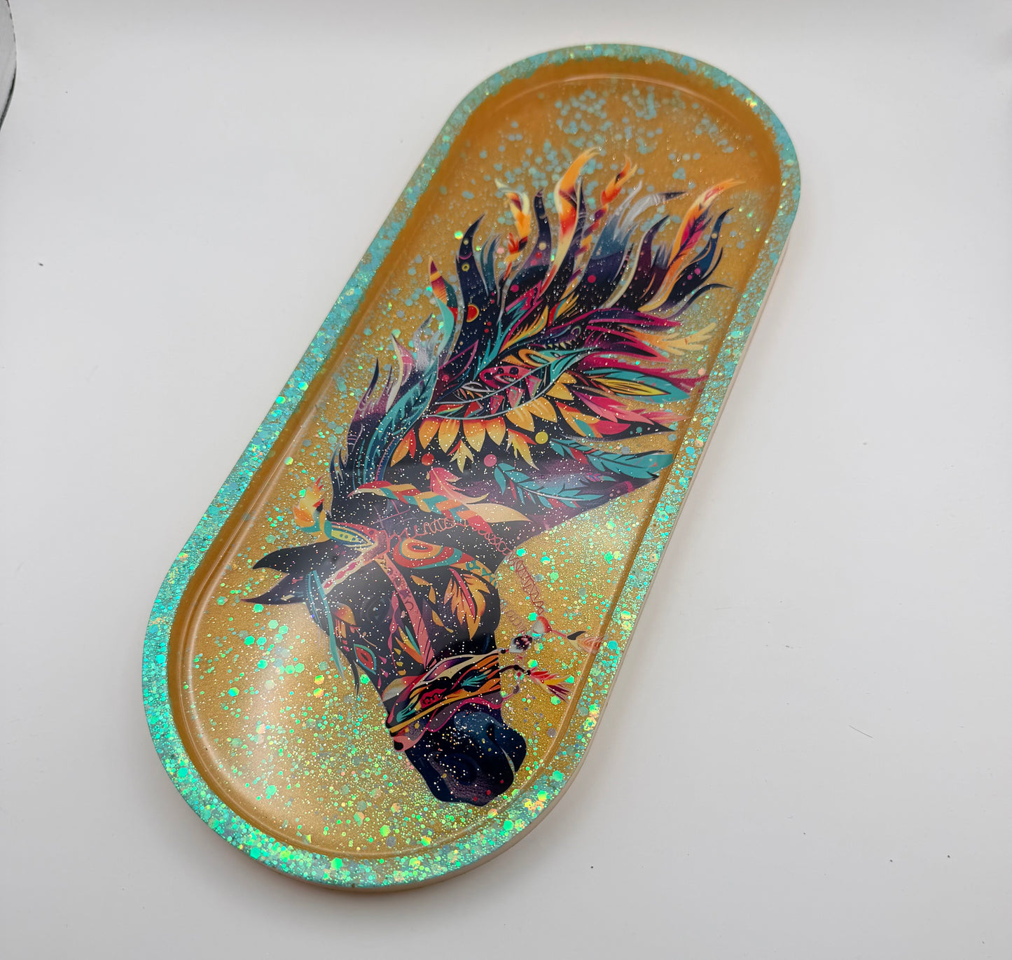 Beautiful Sparkly Colorful Horse Tray