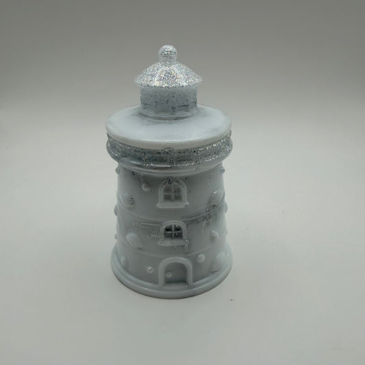 White, Glittery Lighthouse Container