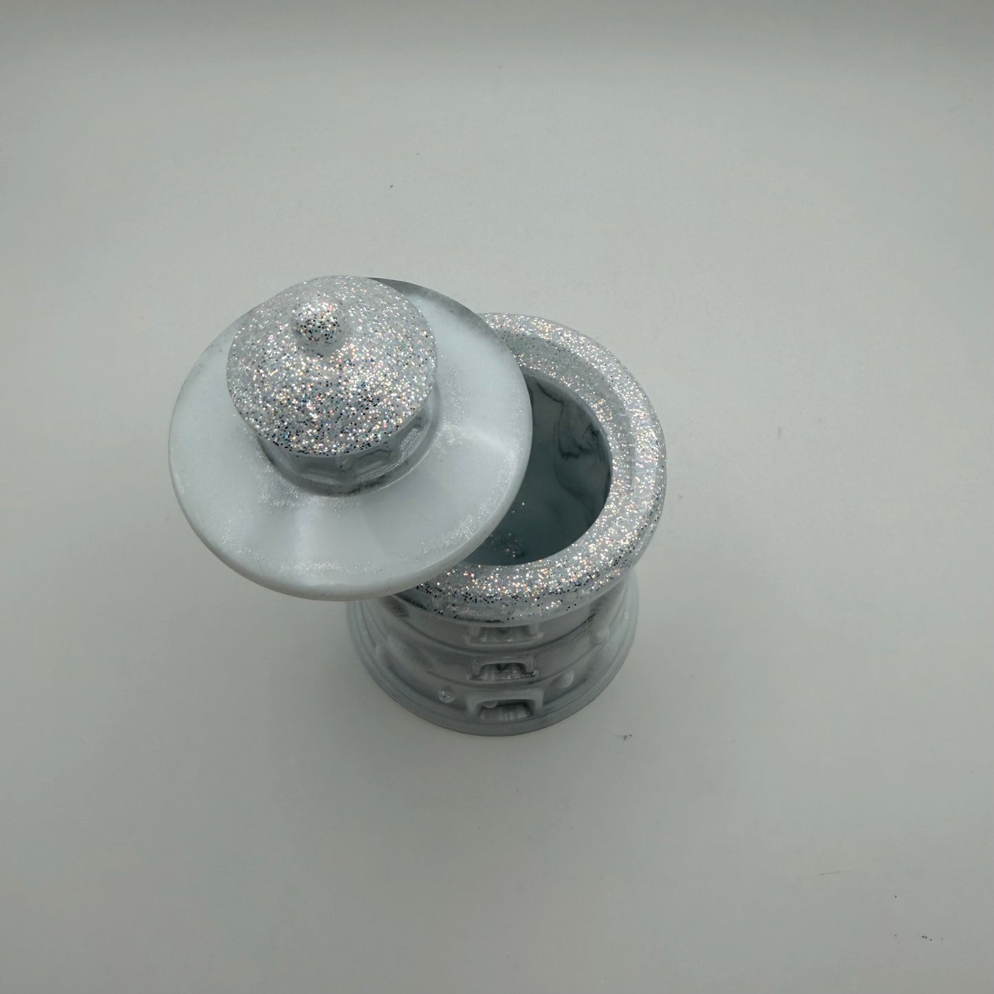 White, Glittery Lighthouse Container