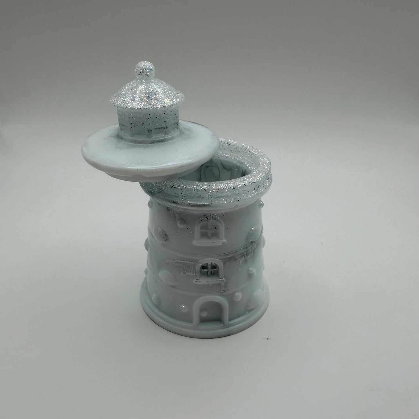 White, Glittery Lighthouse Container