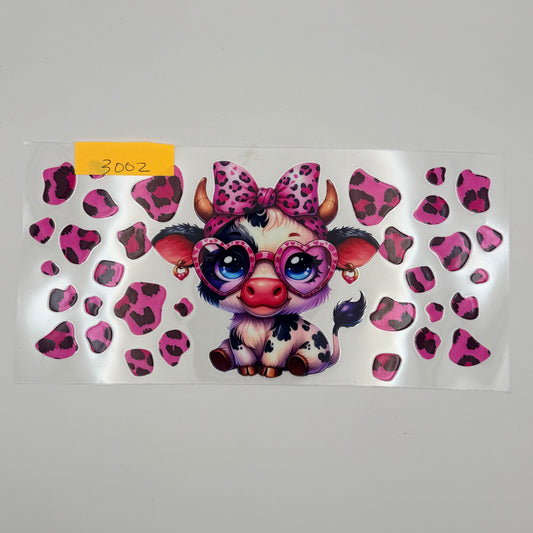 highland cow with pink leopard print