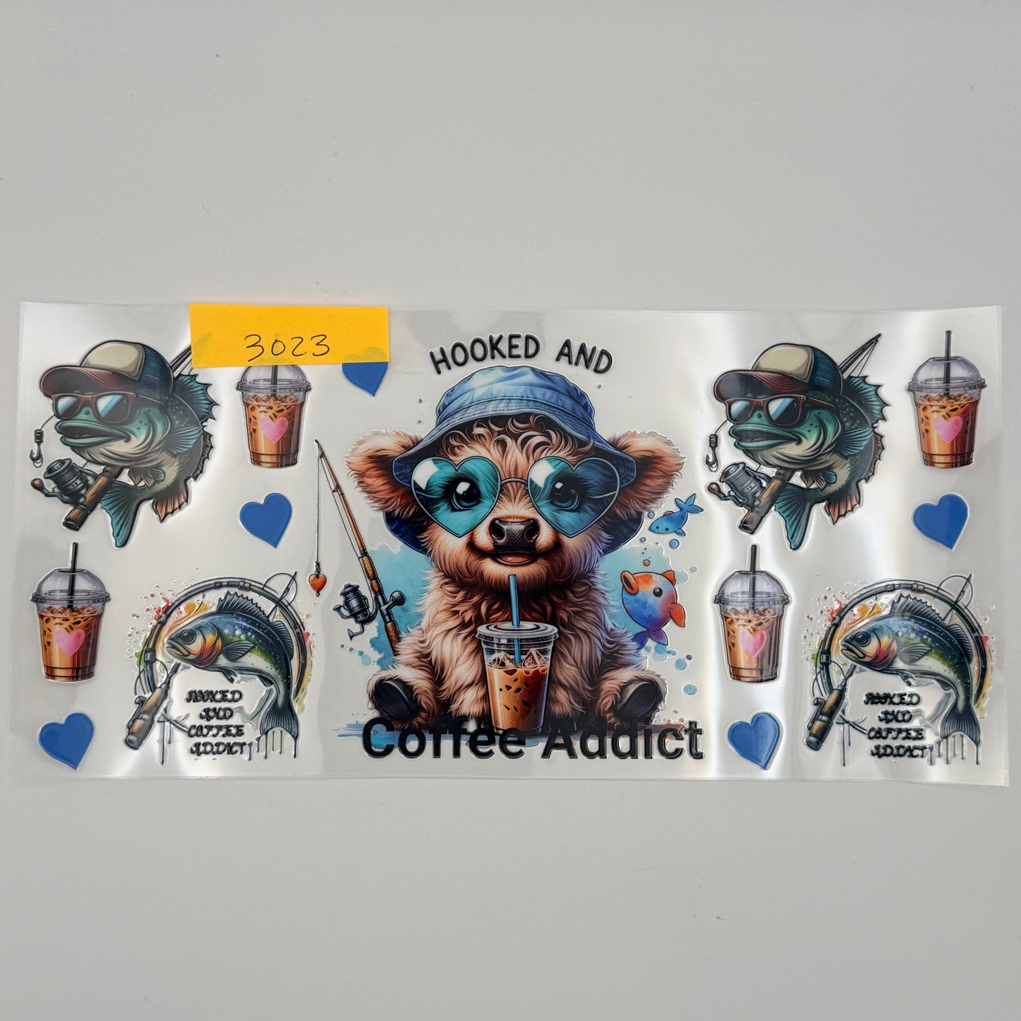 highland cow hooked and coffee addict