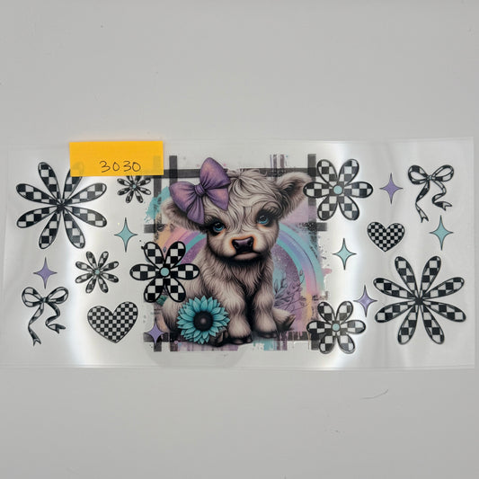 highland cow cute flowers