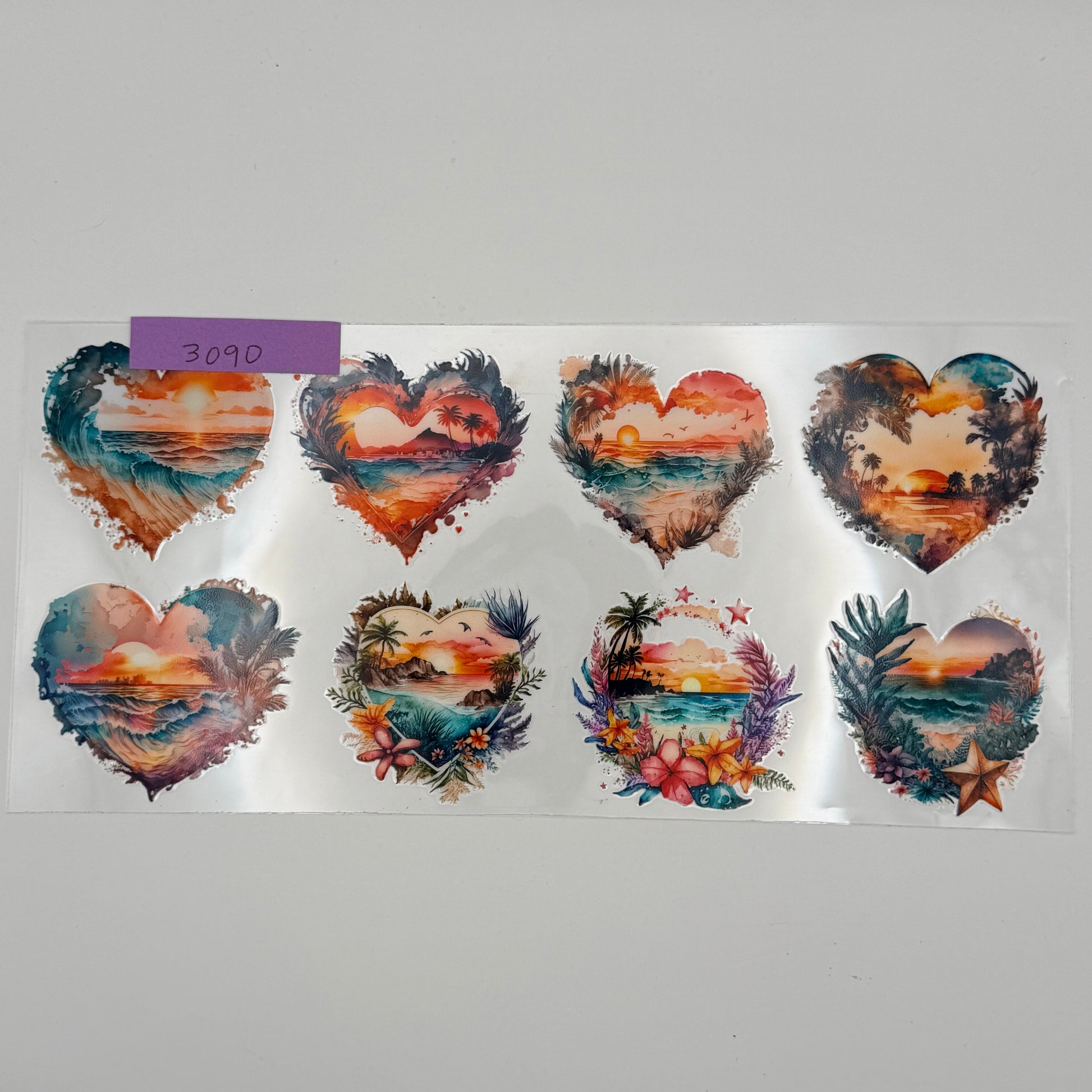 Small hearts with ocean scene
