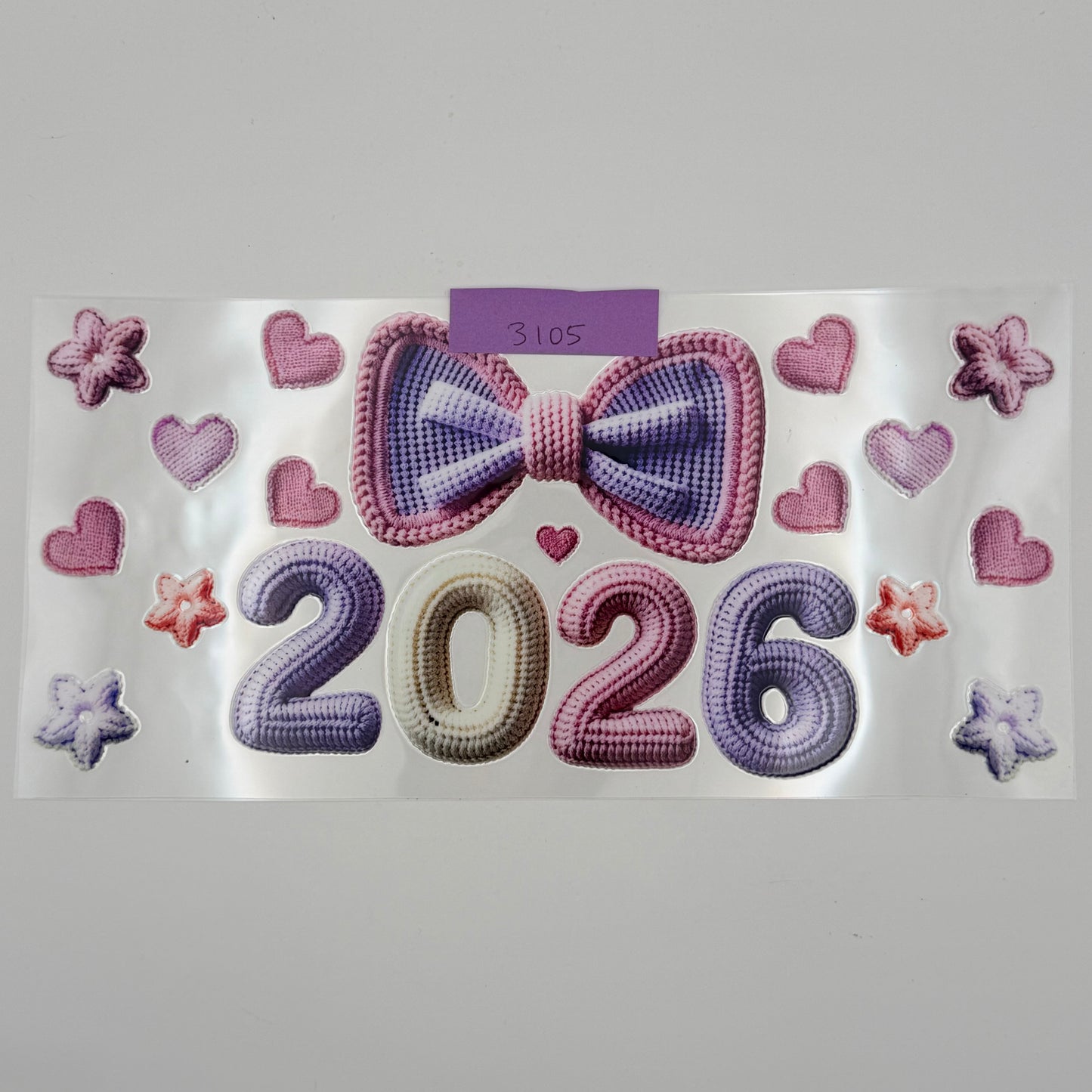 Crochet 2026 bow with hearts