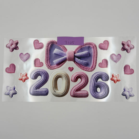 Crochet 2026 bow with hearts