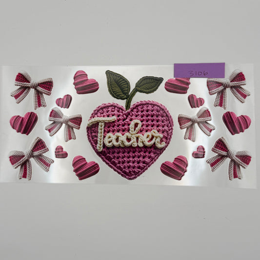 Crochet teacher heart with bows