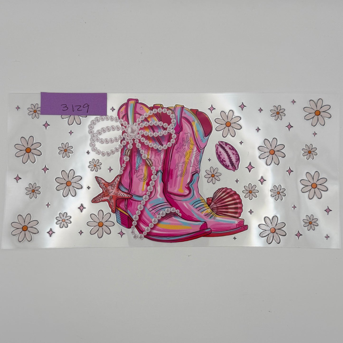 Pink boots with pearls and flowers