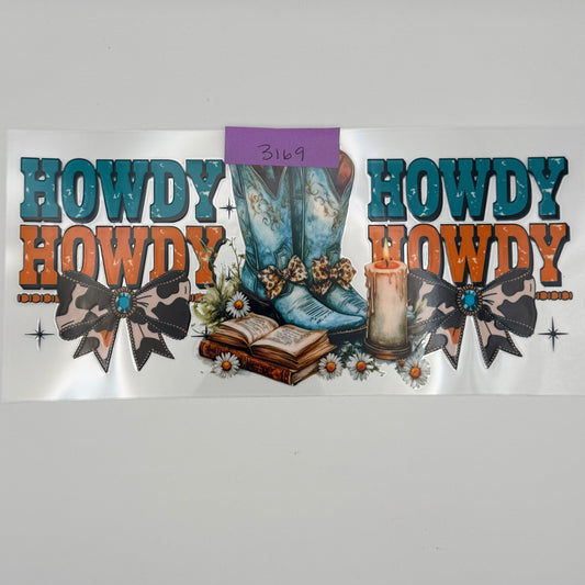 Blue boots with howdy howdy