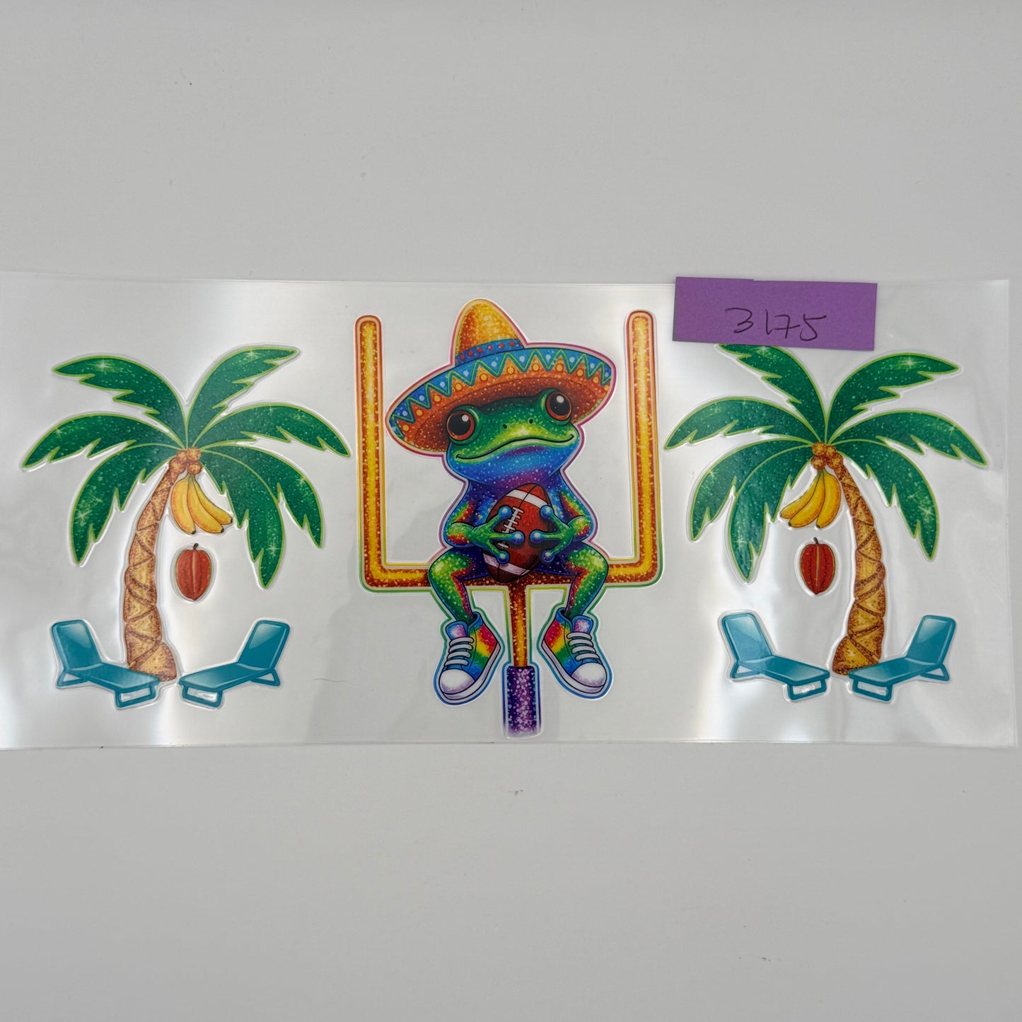 Football goal post frog with palm trees
