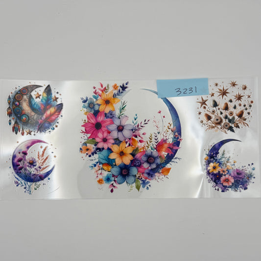 Crescent moon with flowers 2