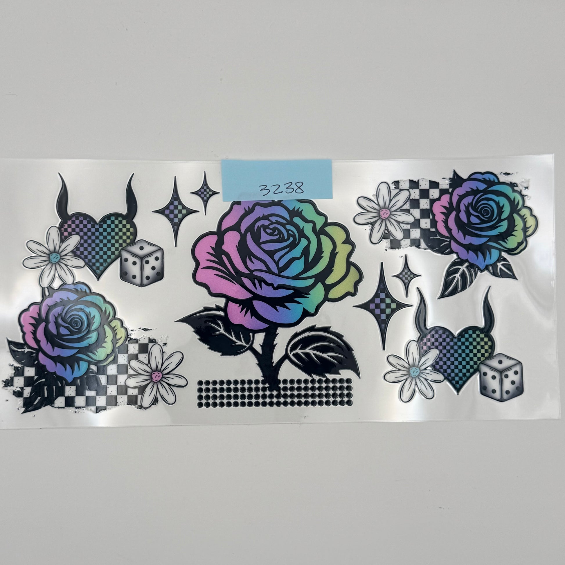 Colorful roses checkered dice