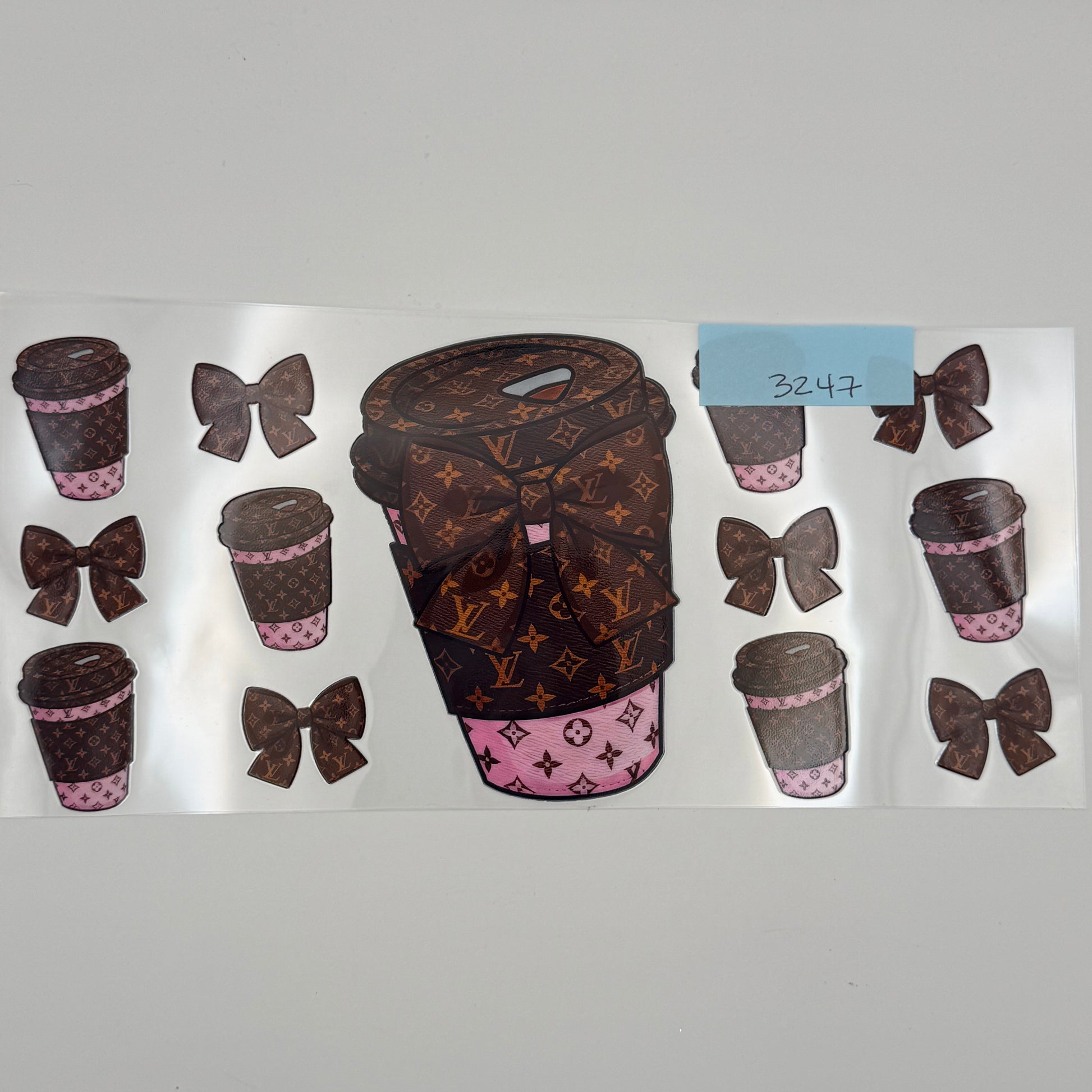 Brown and pink LV coffee