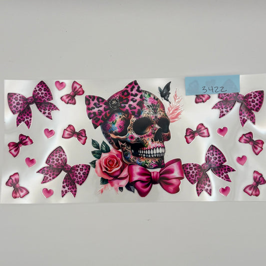 Pink sugar skull with bows