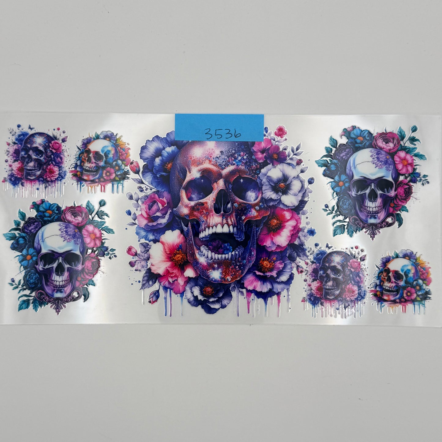 Pink purple teal skulls