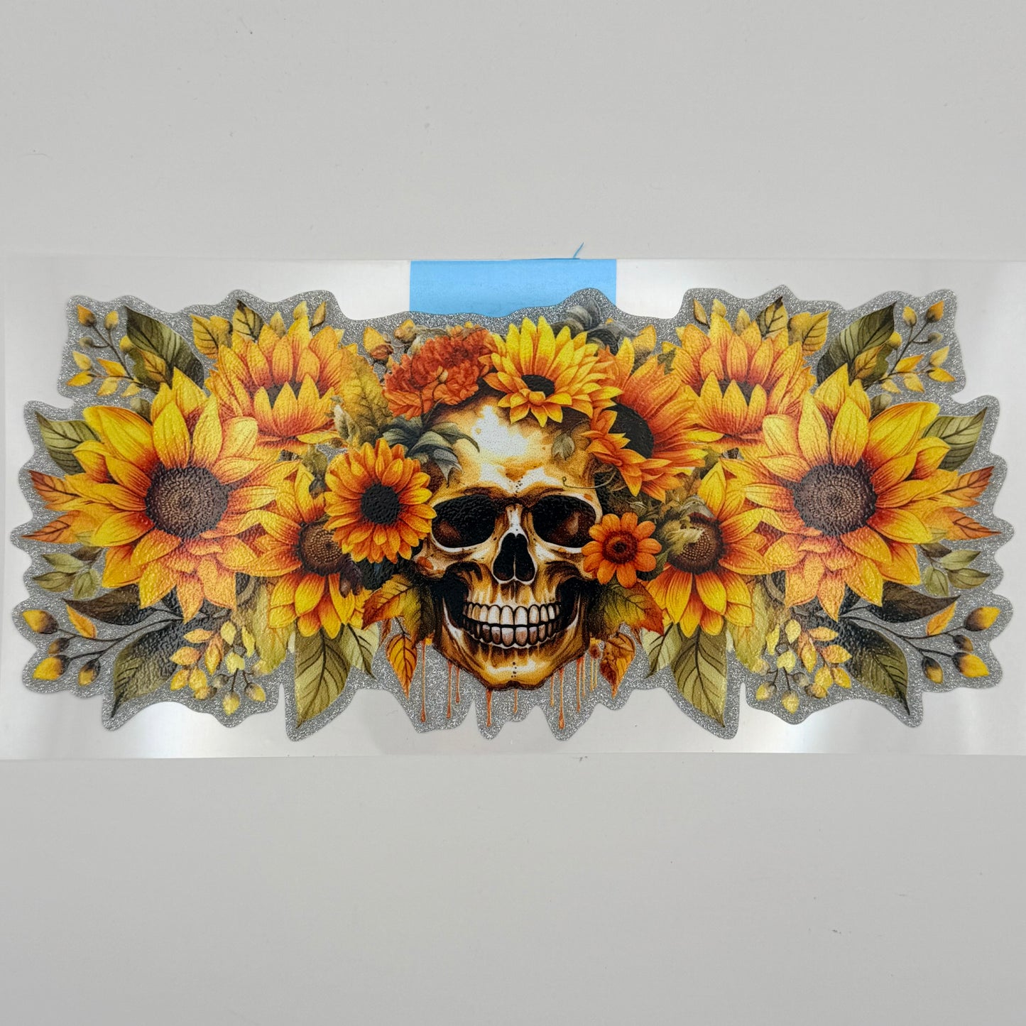 Glitter skull with sunflowers