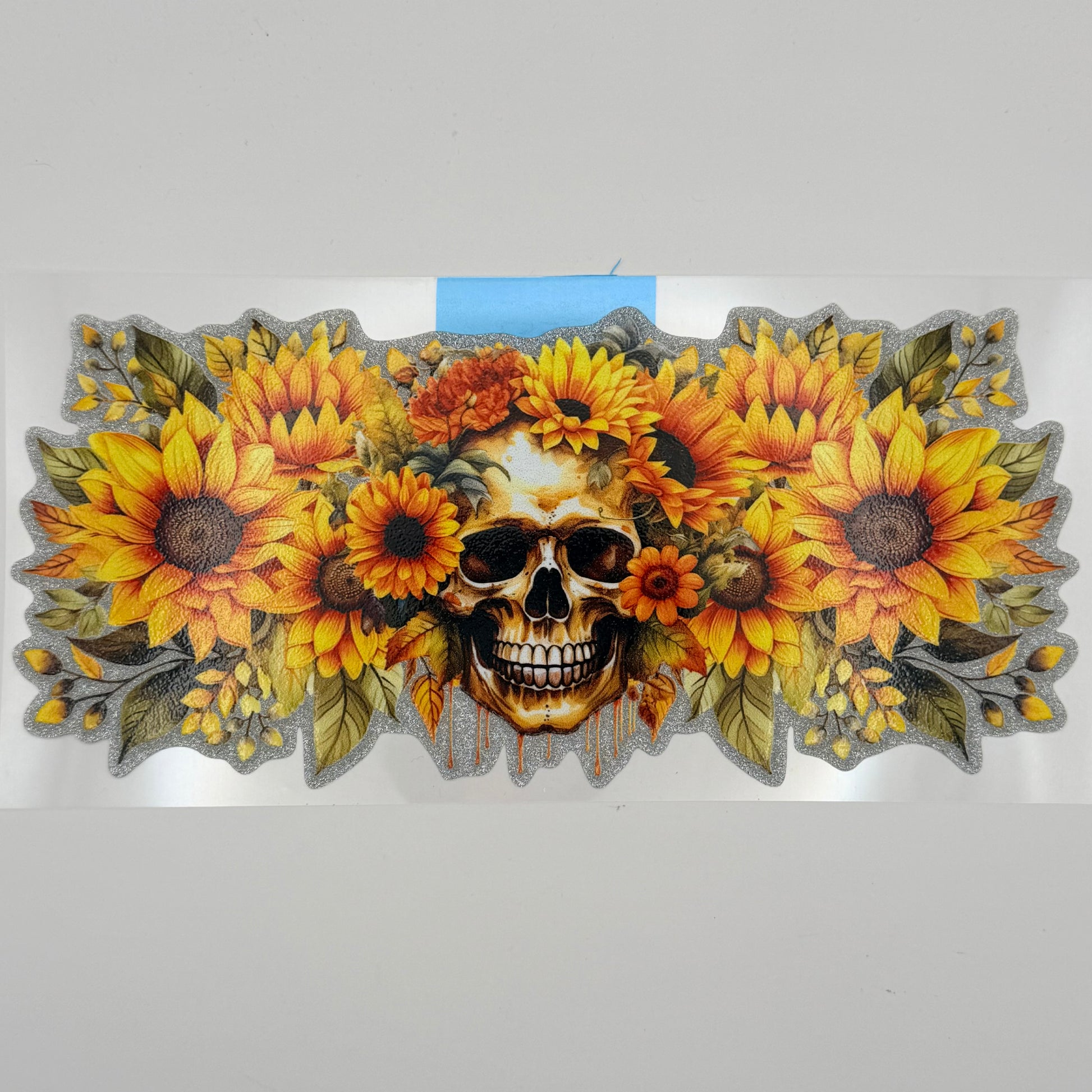 Glitter skull with sunflowers