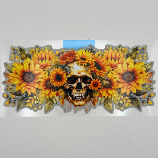 Glitter skull with sunflowers